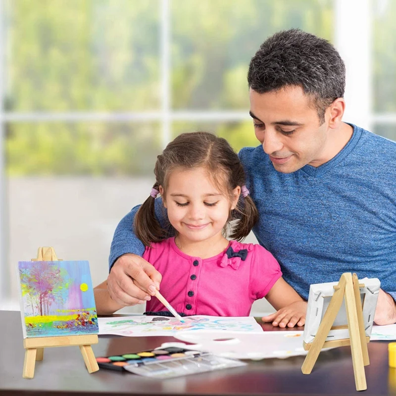 

18Pcs Mini Canvas Drawing Board with Easel, Painting Canvas Panel, Suitable for Art Painting Party Supplies