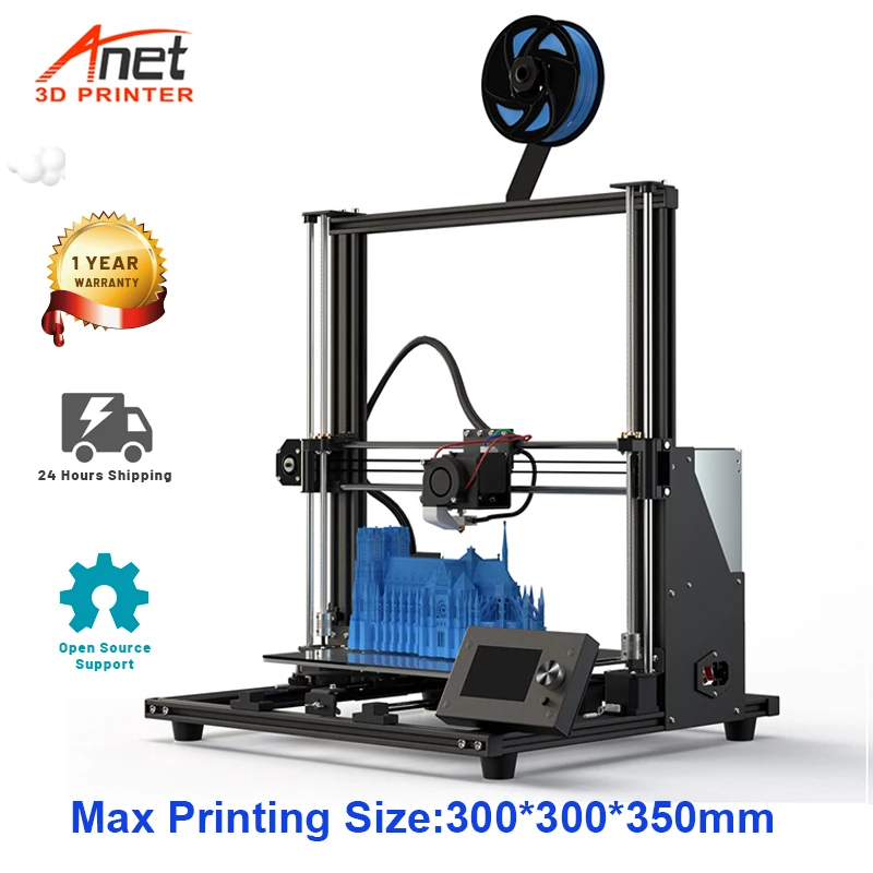 

Новинка, 3D-принтер с открытым исходным кодом, большой размер печати, двойная ось Z, Anet A8 Plus, 3D-принтер, набор «сделай сам», Reprap i3 Max 300*300*350 мм