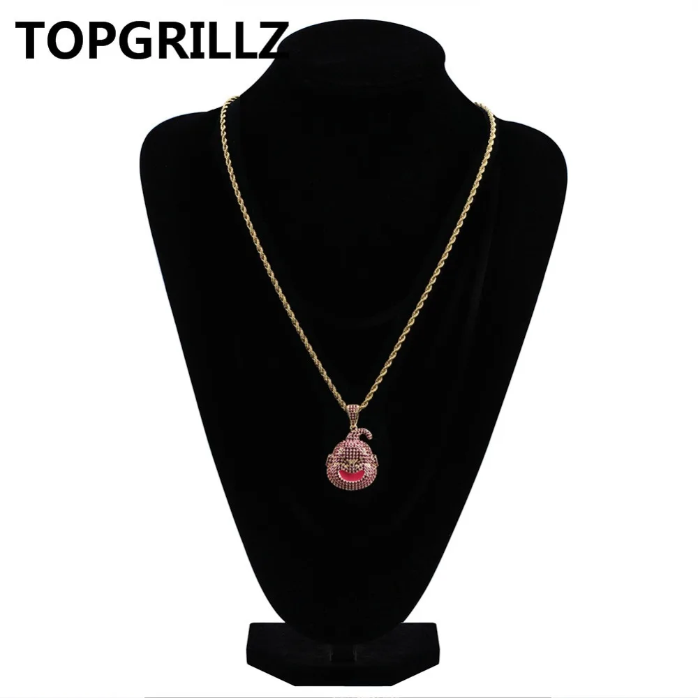 TOPGRILLZ Жемчуг дракона персонаж малыш Буу кулон ожерелье Iced Out кубический циркон хип хоп золотой серебряный цвет для мужчин Шарм цепи ювелирные изделия