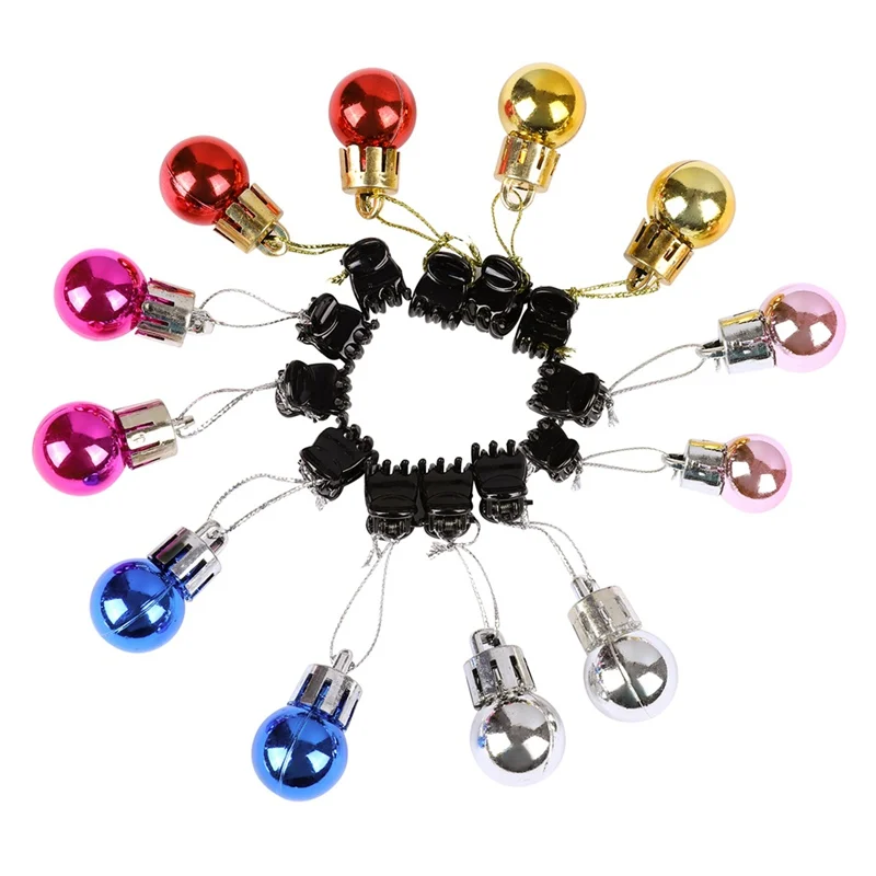 

Beard Clip Jewelry 2CM Christmas Bulb Beads Colorful Clip Xmas Ball 6 Or 12 Or 16 In One Pack (The Color Is Random)