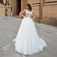 2020 lace boho wedding dresses v neck tull beach bridal dress bohemian wedding gowns princess plus size robe de mariage