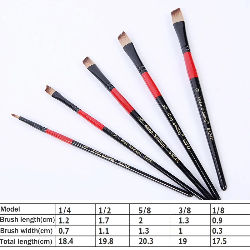 5pcs For Drawing Double Color Nylons Hair Painting Art Multi-function Black Red Wooden Handle Paint Brushes Supplies images - 6