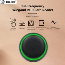 Mini Dual Frequency Card Reader RFID 125kHz And 13.56MHz WG26 / 34 Output Access Control System Card Reader With Doorbell