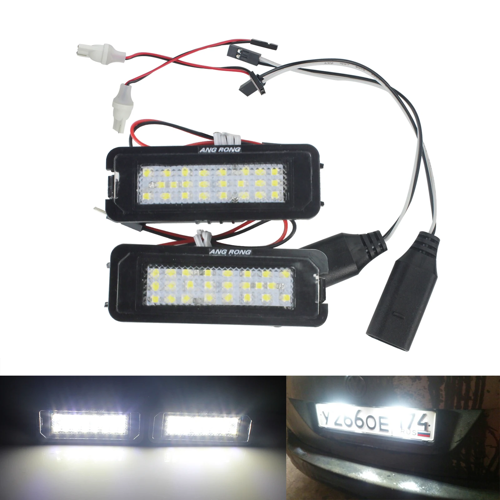 ANGRONG номерной знак светильник 24 SMD CAN шина светодиод для VW Golf GTI MK6 MK5 Passat Polo|Фара