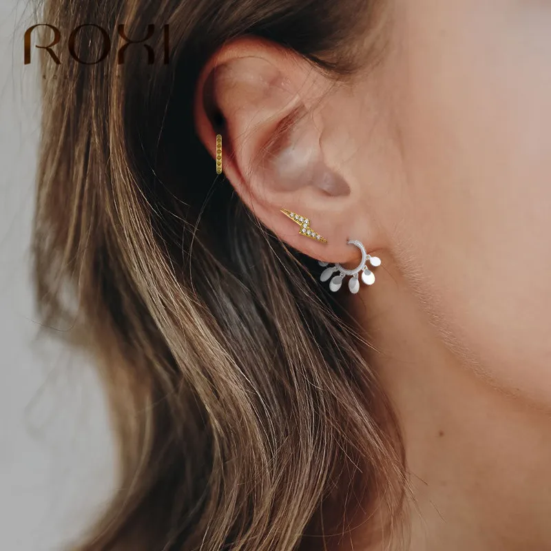 Женские серьги гвоздики в виде молнии из серебра 100% пробы|Серьги-гвоздики| |