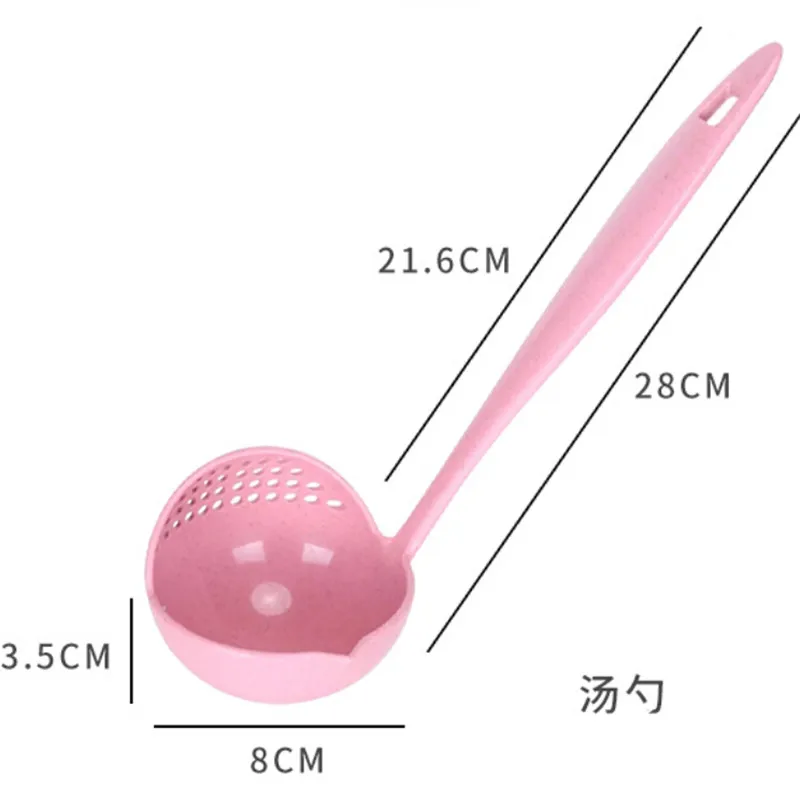 

2 in 1 Long Handle Soup Spoon Home Strainer Cooking Colander Kitchen Scoop Plastic Ladle Tableware Kitchen Gadgets Free Shipping