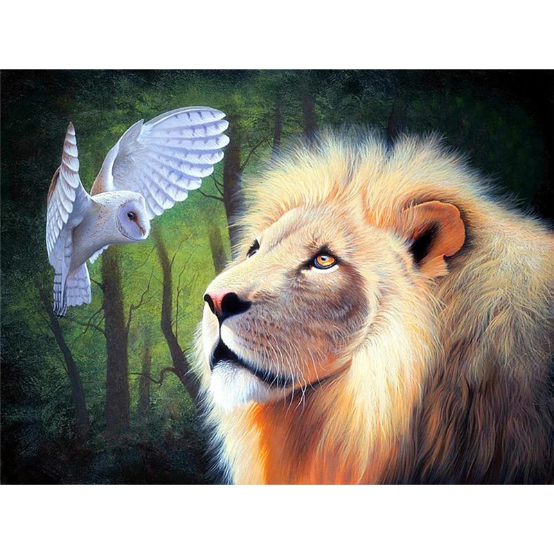 Фуюн 5D Алмазная вышивка Лев полный набор круглые стразы алмазная живопись