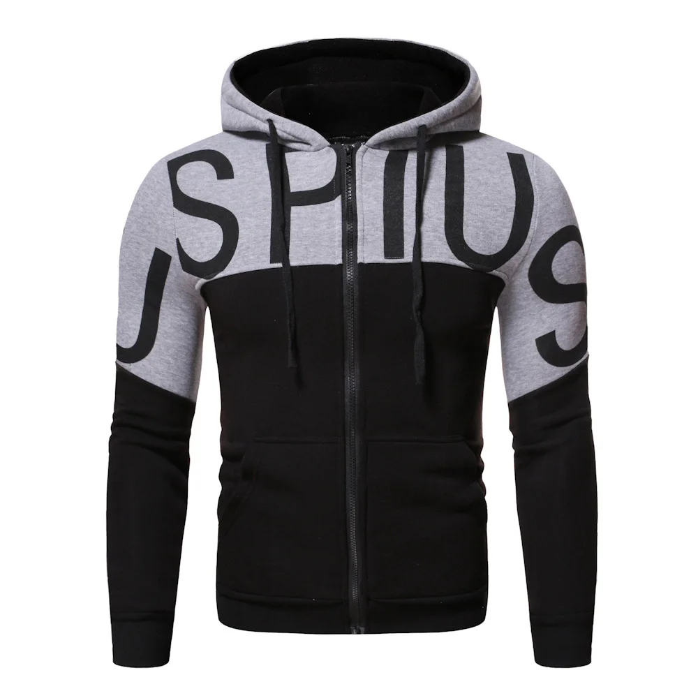 

ZOGAA Sweatshirt Hooded Pullover Men's Hit Color Stitching Letter Print Hoodie Fashion Casual Harajuku Slim Streetwear Men's