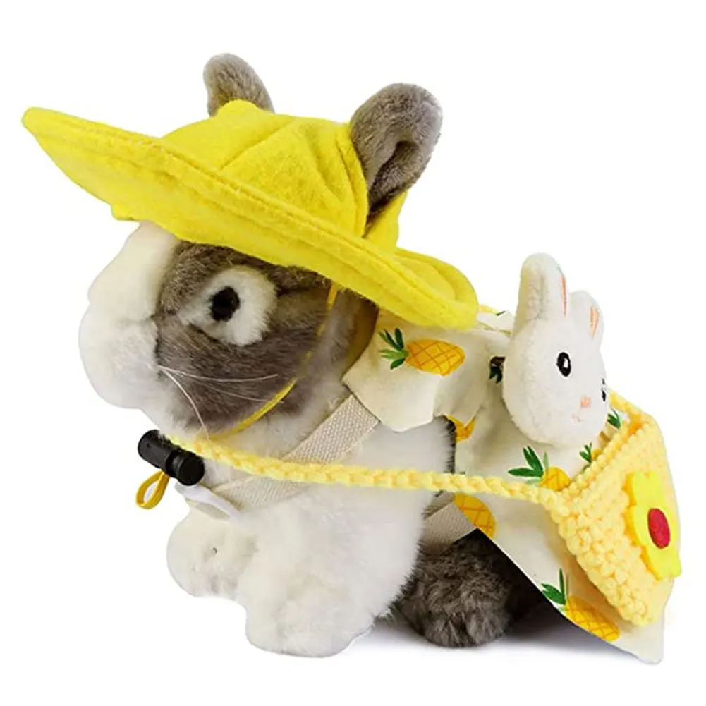 

Жилетка с милым Кроликом, поводок для улицы, комплект одежды для кролика, декоративная пуговица для костюма, маленькое котенок, одежда для п...