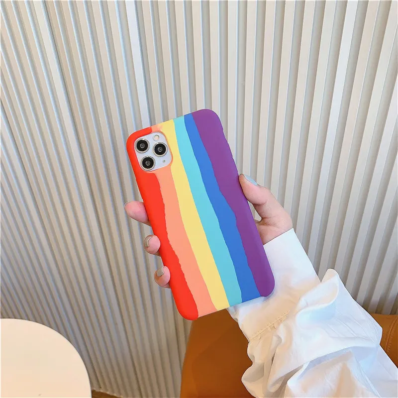 Rainbow Phone Case for Iphone 11 Pro XS Max XR 6 6s 7 8 Plus X Soft Silicone Airpods 1 2 Earphone Headset Cover | Мобильные телефоны