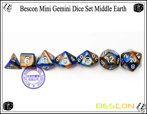 Bescon мини двухцветные многогранные игральные кости, набор 10 мм, маленькие кости набор D4-D20 в трубке, 6 новых разных цветов 42 шт