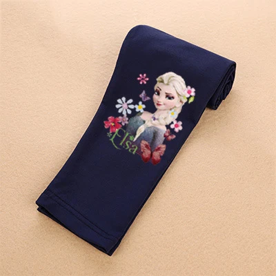 K30052-dark blue Детские штаны на осень, леггинсы с рисунком Эльзы, штаны для девочек-подростков, милый костюм для маленьких девочек, штаны с оборками, детская одежда - Цвет: K30052-dark blue