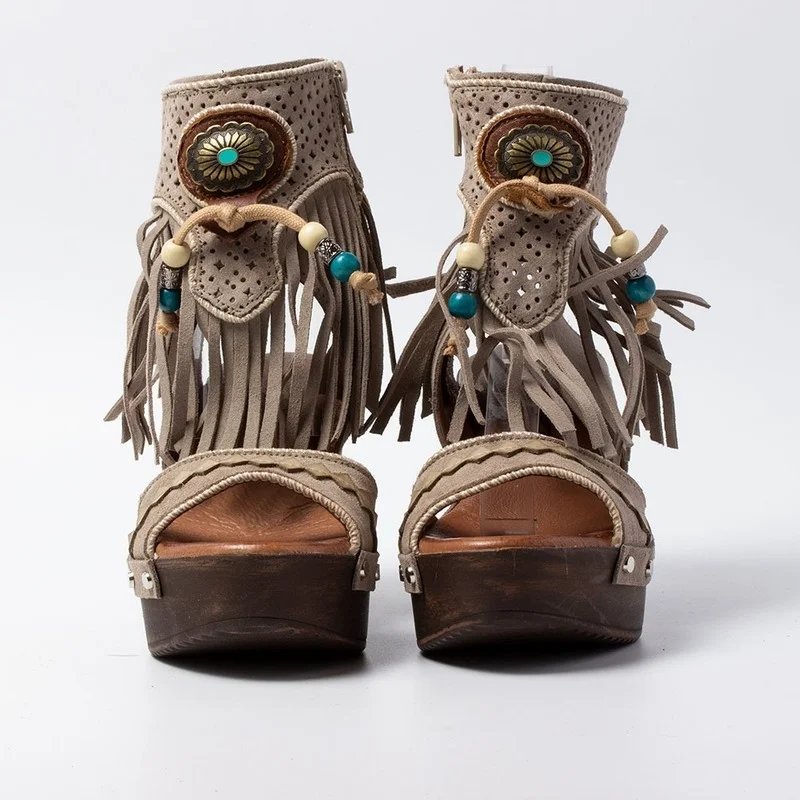 

Women's Sandals 2021 Summer New Women High Heel Sandals Zipper Fish Mouth Fringe Outdoor Ladies Sexy Party Sandals Plus Size 43