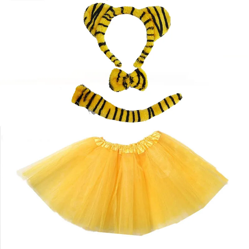Animal Tiger Girl Cosplay Headband Tutu Skirt Tie Tail Set Kids Children Party Props Costume Halloween Christmas | Тематическая