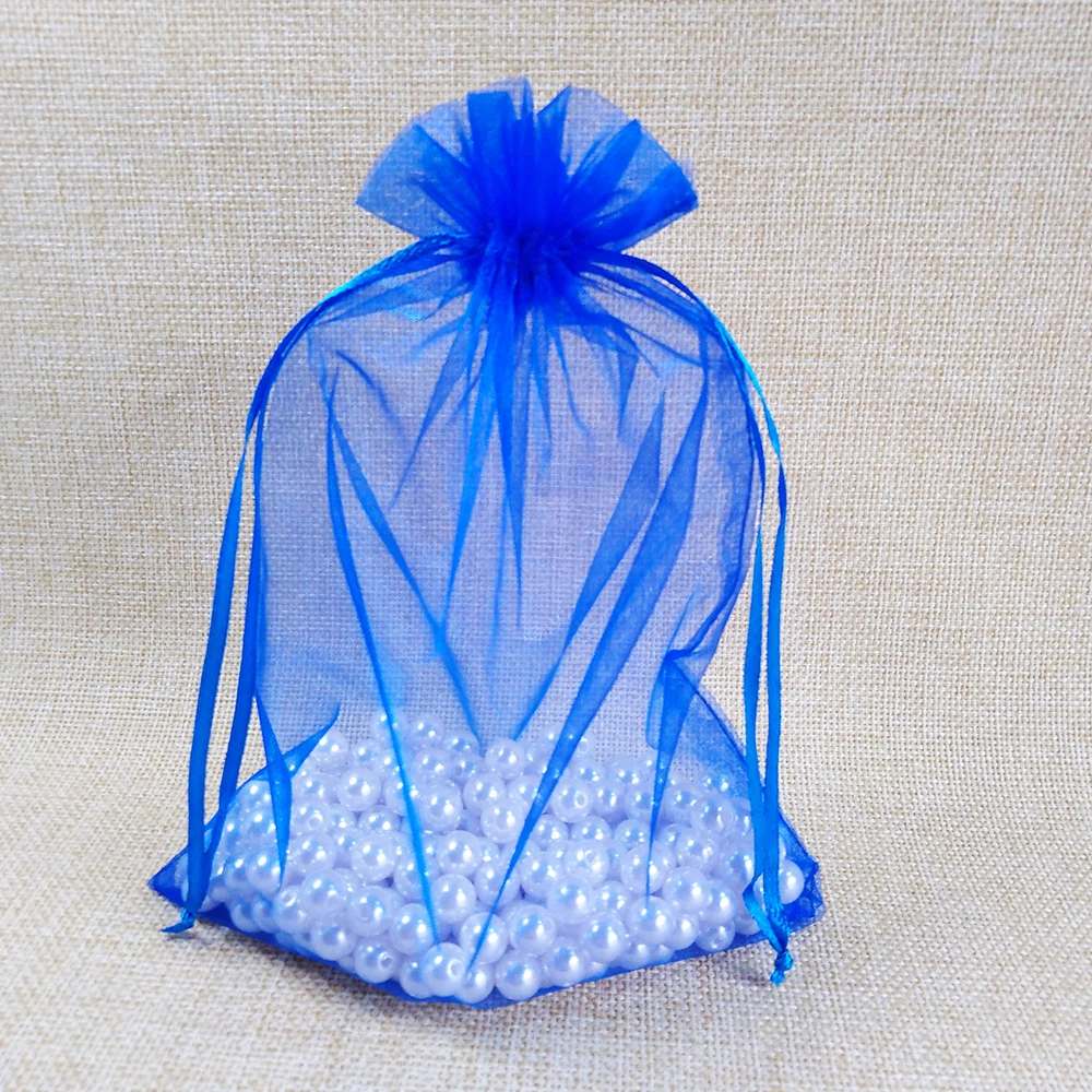 Royal blue 50 шт. Подарочная сумка для ювелирных изделий 17x23 20x30 25x35 30x40 Свадебные вечерние рождественские подарочные сумки из органзы на шнурке ювелирные изделия мешки для упаковки пакетов - Цвет: Royal blue