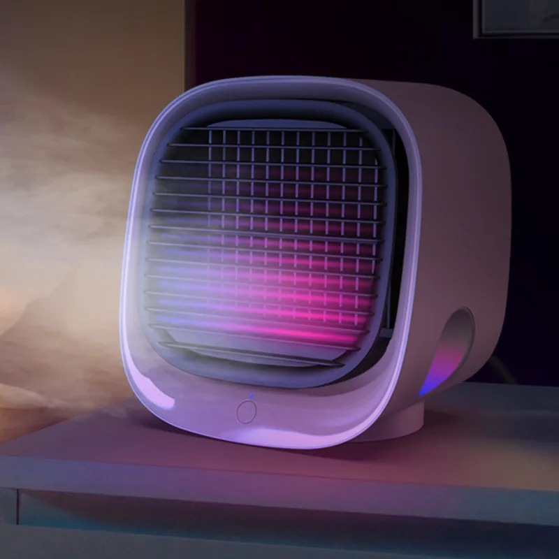 

Home Air Cooler Portable Air Conditioner Quick & Easy to Cool Any Space 7 Colors LED USB Air Conditioner Fan Device Office Desk