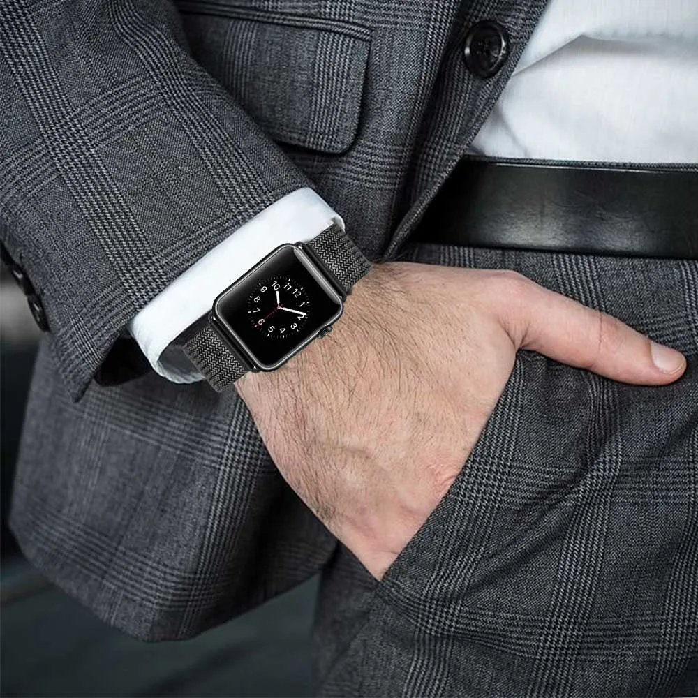 Нержавеющая сталь тканые спортивный ремешок для наручных часов Apple Watch Series 5/4/3/2