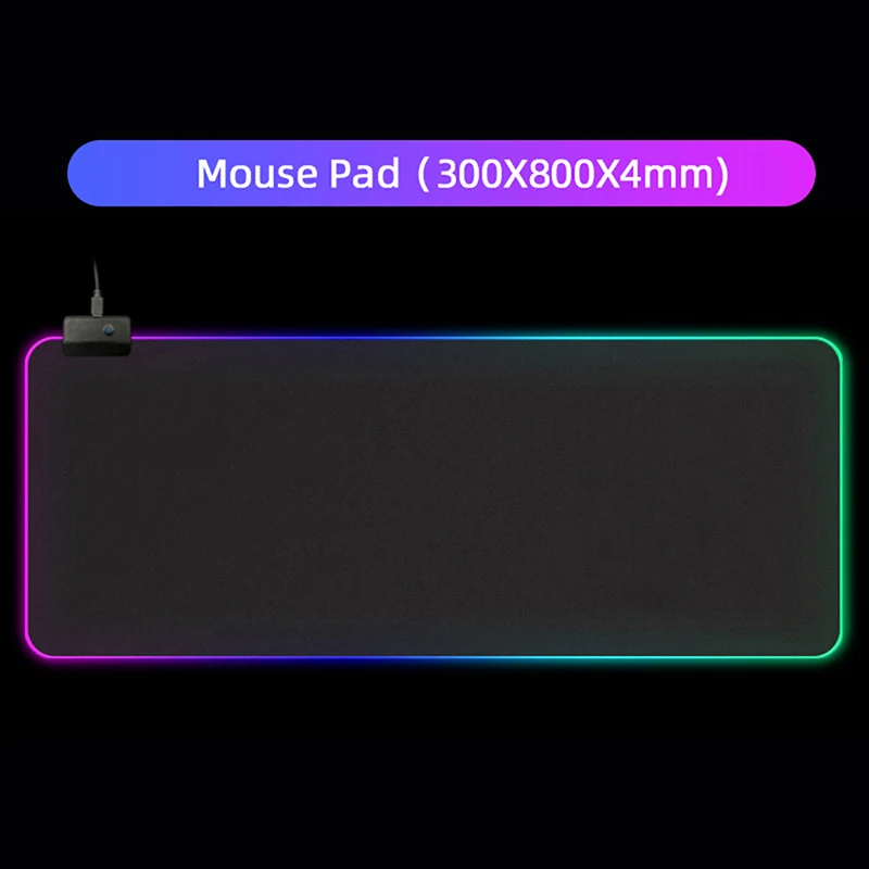800mm Length Игровой коврик для мыши RGB большой коврик для мыши геймер большая мышь Коврик для компьютерной мыши светодиодная подсветка XXL поверхность Mause Pad клавиатура Настольный коврик - Цвет: 800mm Length