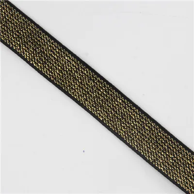 gold on black Резинка 15 мм эластичная лента Elastico Para Costura кутюр Elastiek Voor Naaien аксессуары для украшения свадебной одежды - Цвет: gold on black