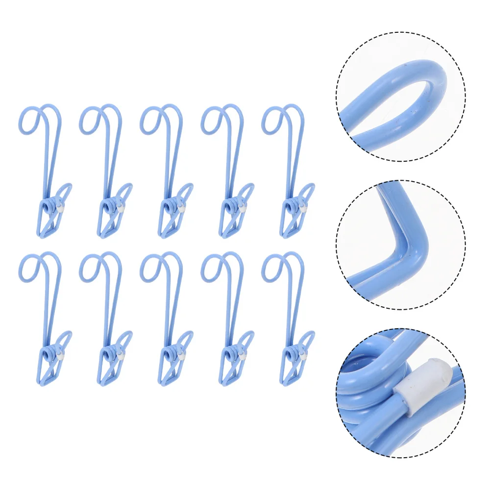 

10PCS Simple Colored Plastic-coated Clip with Hook Multi-function Clothes Pin