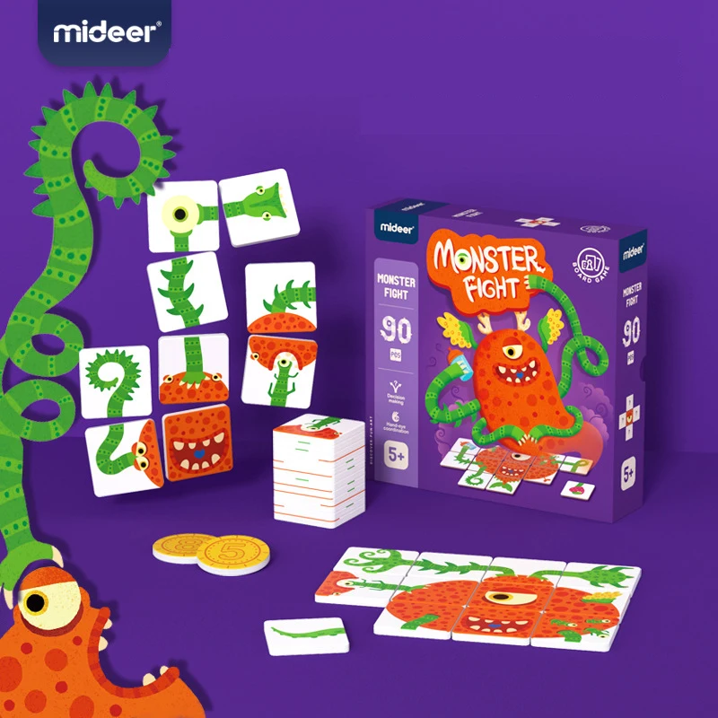 MiDeer 90 Pcs Monster Fight Paper Puzzle Party Board Strategy Game Children Kids Learning Educational Toys Age 5Y+