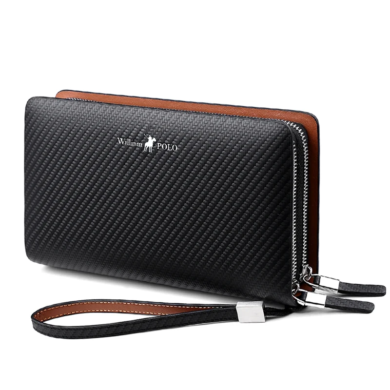 Kopen Williampolo Luxe Stevige Dubbele Rits Handtas Mannen Lange Portemonnee Pl170