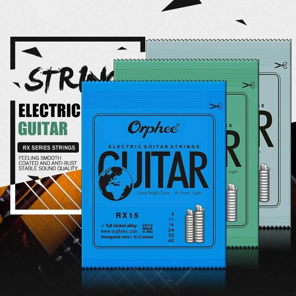 

Новинка, набор металлических струн для электрогитары серии Rx, шестигранная, из углеродистой стали, 6 струн для гитарных деталей, музыкальные...