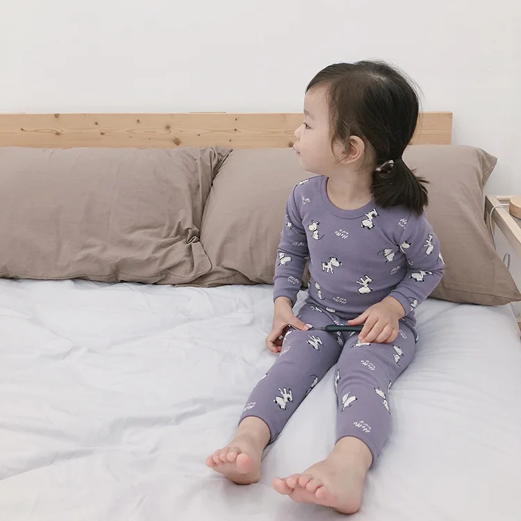 Новые осенние детские пижамы для малышей комплекты одежды топы и штаны комплект