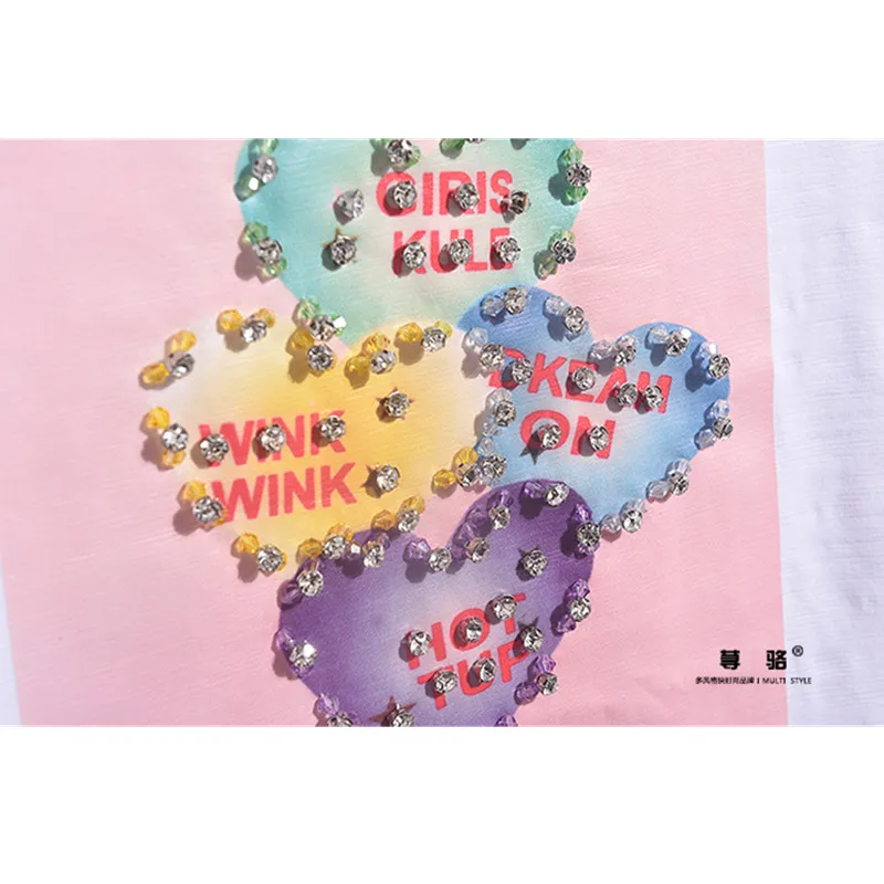 Летняя новинка модная футболка с принтом бриллиантов и воздушных шаров