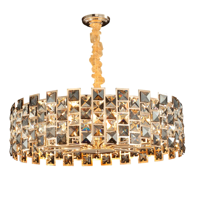 

Led Modern Round Golden Crystal Pendant Chandelier Hanging Indoor Light Lamp Lustre Suspension Luminaire For Home Livining Room