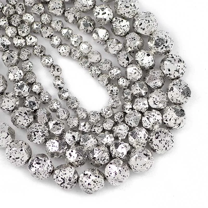 Древнего серебра натуральный вулканической лавы минеральных бусин 6/8/10/12 мм Spacer
