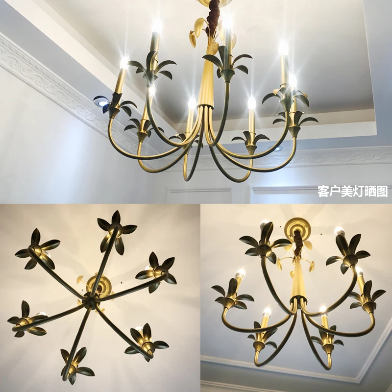 French wedding led Candle Chandelier lustre Rustic Iron Flower Lamp Club Model Room Lampe dining room Kitchen Garden lighting|Люстры| |
