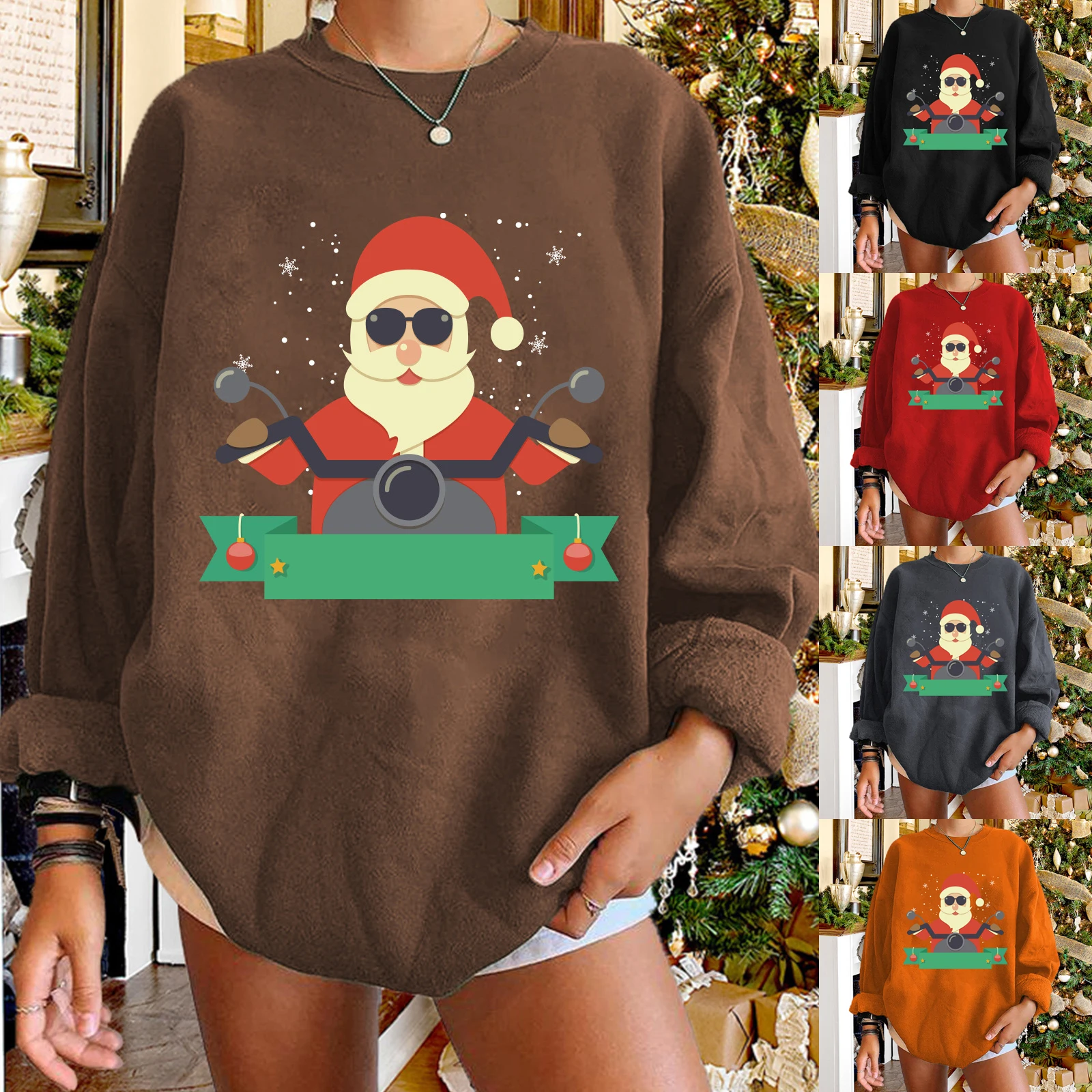 

Свитер женский с рождественским принтом, пуловер с оленем, повседневный джемпер с длинным рукавом, зимний осенний свитшот, размера плюс XXL