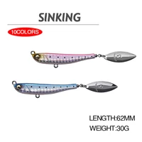 1pcs metal spoon vib fishing lure sequins spinnerbait 62mm 30g sinking vibration lure with rotating spinners 10 colors