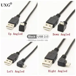 Вверх вниз левый правый угловой 90 градусов 2A USB Micro Male к USB разъем для быстрой зарядки и передачи данных короткий кабель 25 см 50 см 5 м для планшета