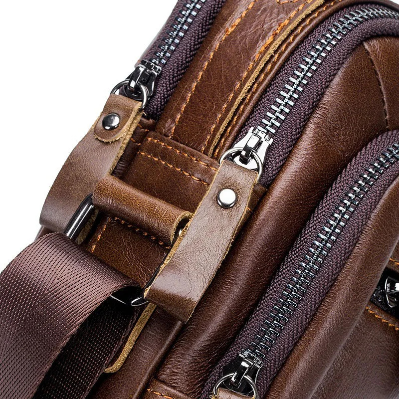 Новая сумка через плечо для мужчин кожа на одно высокая Слои кожаная мужская в