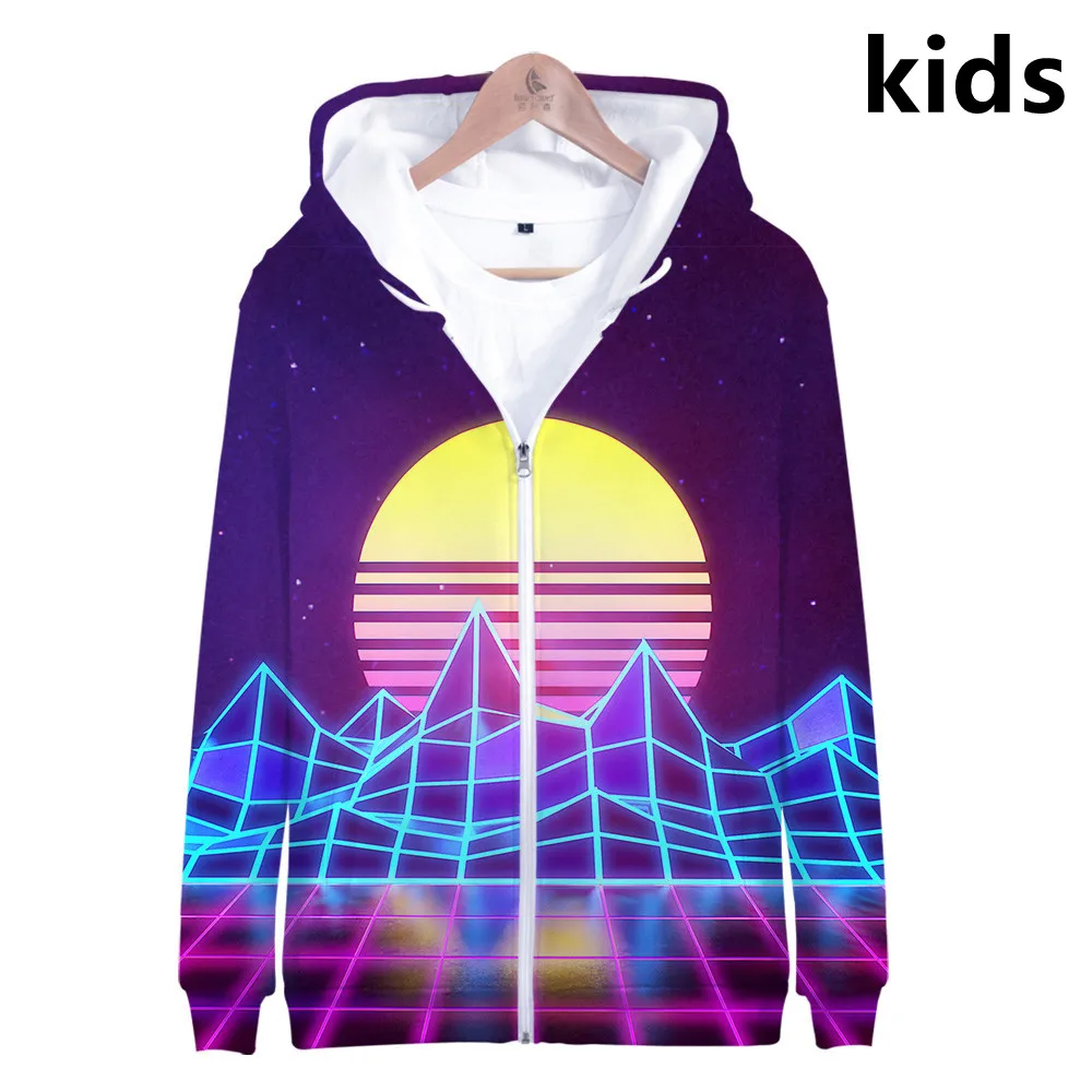 

3 To 14 Years Kids Hoodies Vaporwave Sunset 3D Printed Boys Girls Hoodie Sweatshirt Harajuku Outerwear Jacket Children Clothes