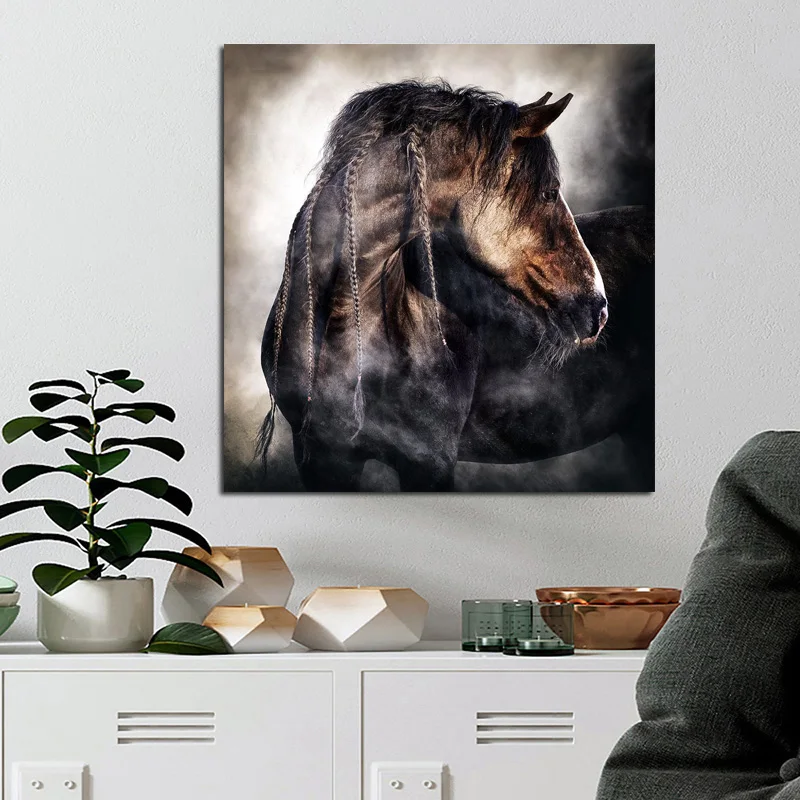 Современный лошадь Wall Art Холст Картина печатный плакат картина постер животного