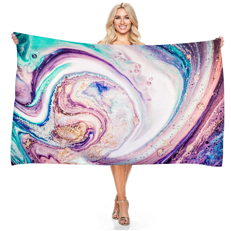 

Modern Color Simple Marble Stripe 3D Digital Printing Bath Towel Rectangular Bath Towel Microfiber Absorbent Bath Towel