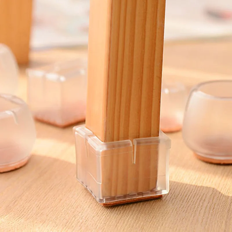 Chair Leg Caps Floor Protector Round Furniture Table Feet Silicone Covers Useful Pads Socks Square Bottom Non-Slip Cups | Мебель