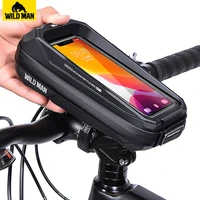 wild man waterproof bike front top tube bag cycling handlebar bag touch screen bicycle frame bag 6 7 inch mobile phone case