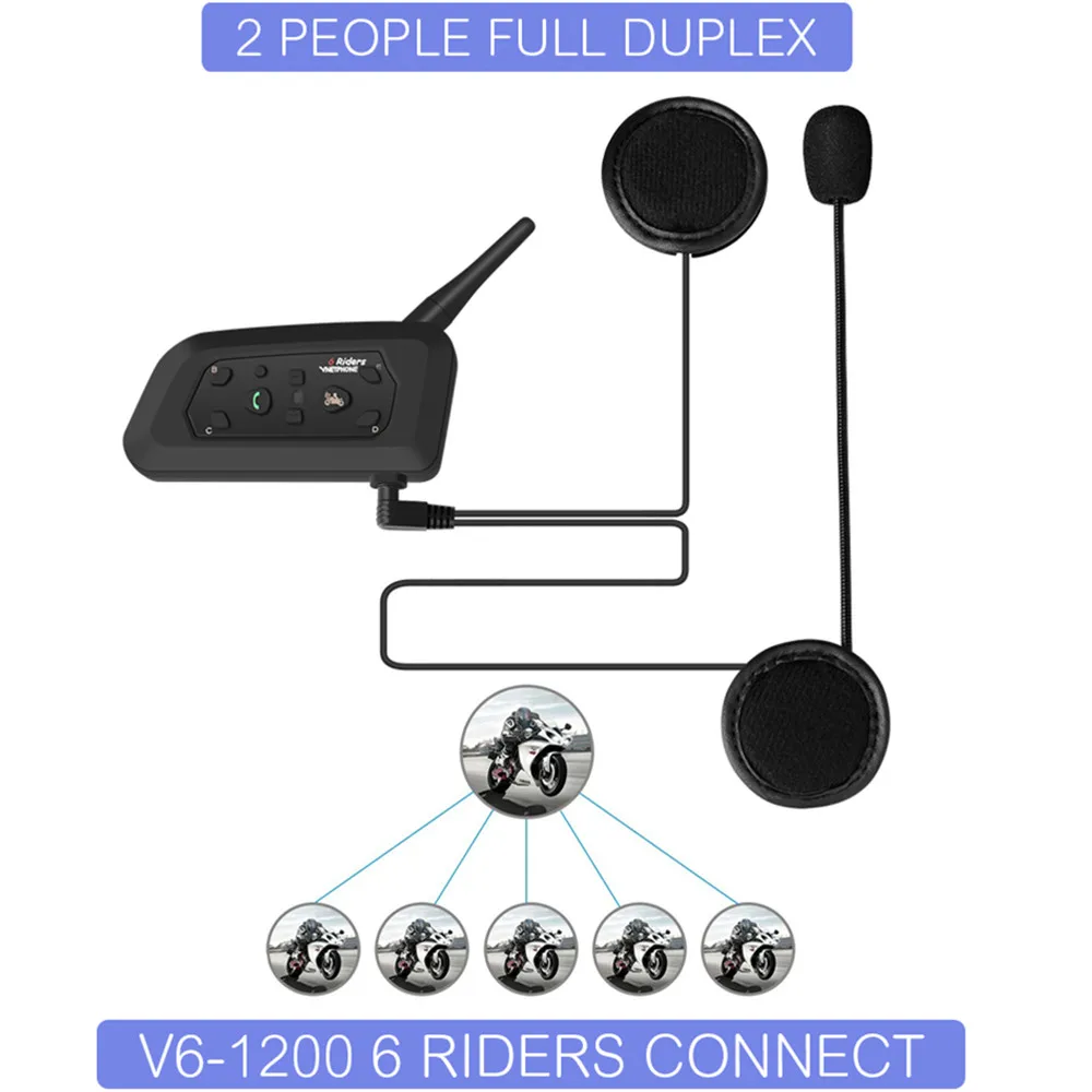 2 шт. Intercomunicador Moto V6 мотоциклетный шлем Intercoms 1200 м Беспроводная Bluetooth гарнитура для 6