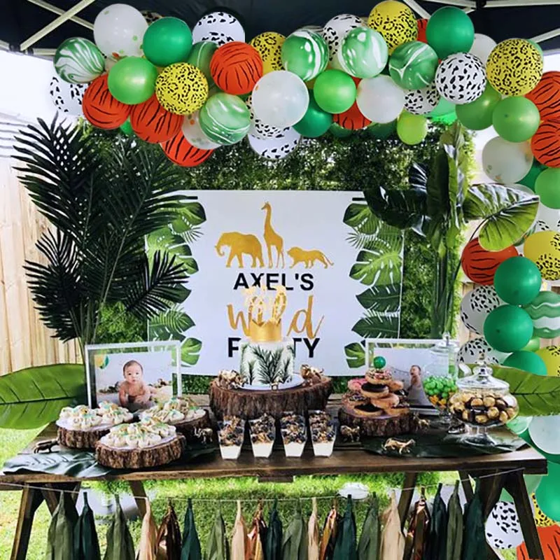 75 шт. джунгли для вечеринки в стиле сафари арка воздушных шаров Baby Shower Jungle шары