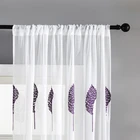 Тюлевые шторы с вышивкой в виде фиолетовых листьев, занавески для гостиной в современном стиле, полузатенение, Декор, прозрачная вуаль, занавески для окна кухни