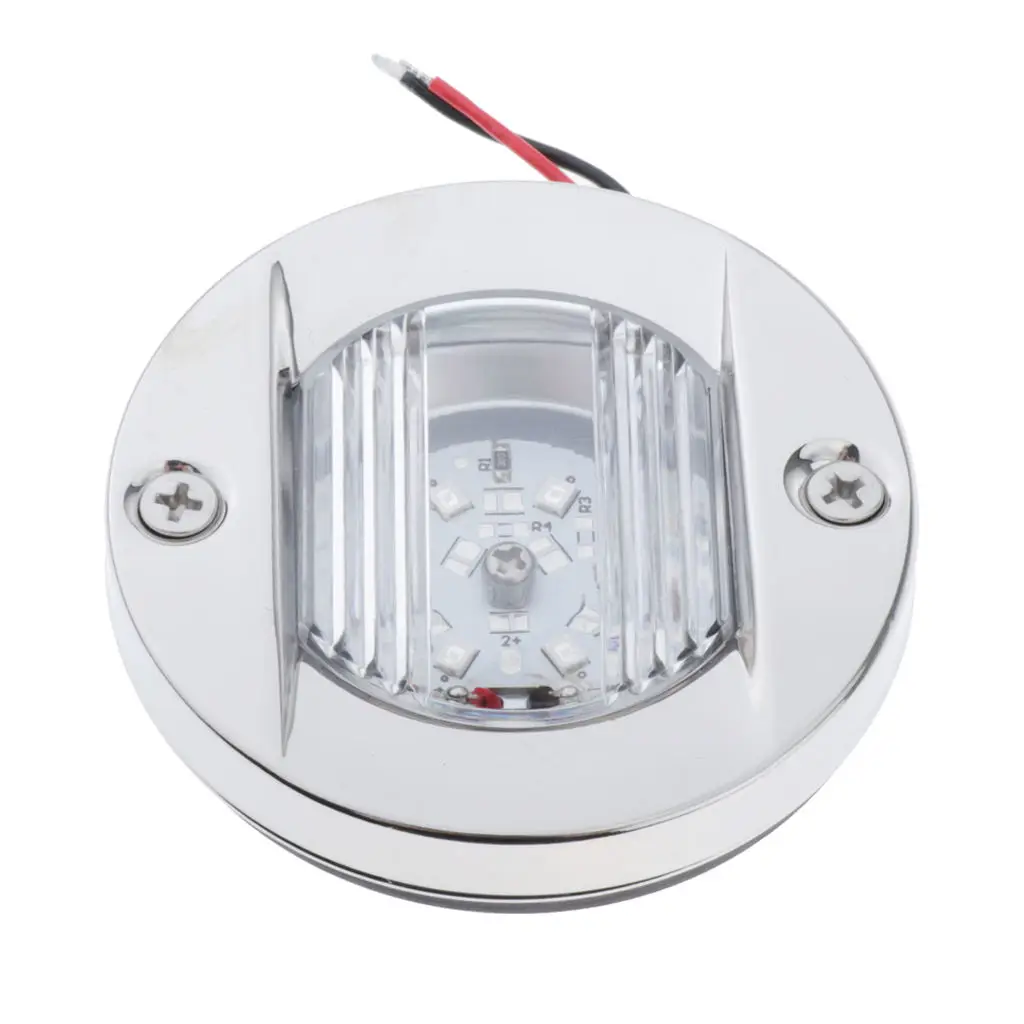 

3 Inch Round Marine Clear Lens Blue LED Transom Mount Stern Anchor Navigation Light Lamp Waterproof Stainless Steel - 12V