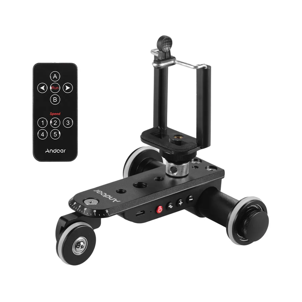 Andoer PPL-06S Pro Auto Dolly Motorized Video Slider Skater Remote Control With Phone Holder for Canon Nikon Sony DSLR Camera |