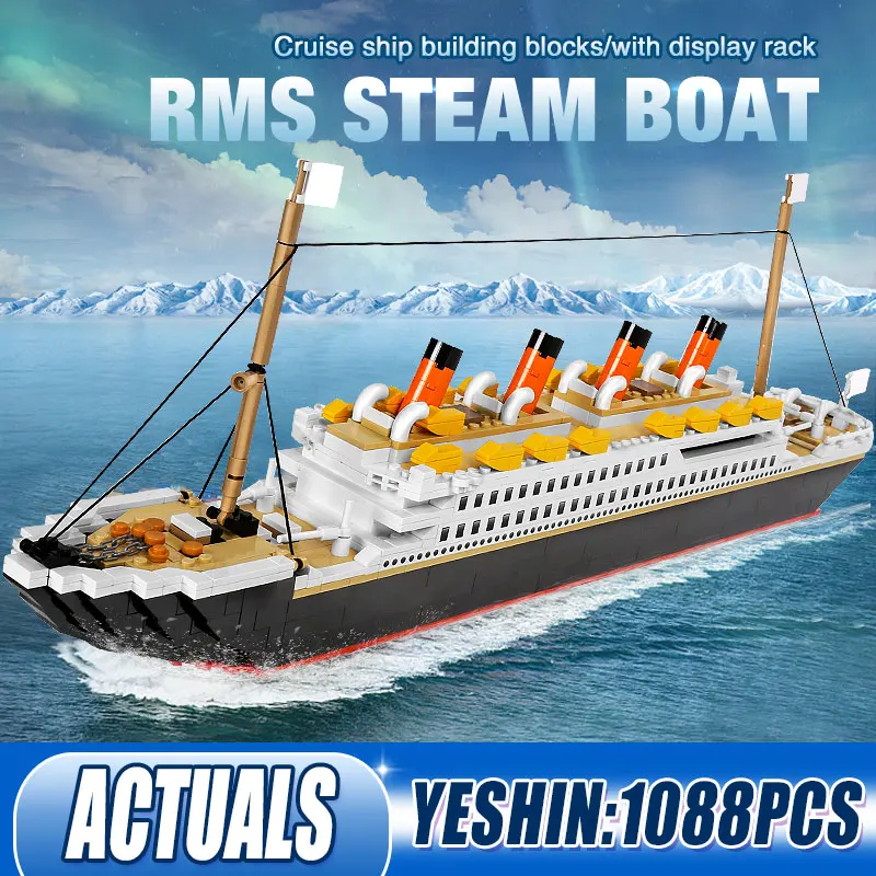 

Yeshin PG15005, игрушки из фильма, 1088 шт., модель парового корабля MOC RMS, строительные блоки, сборные кирпичи, игрушки для детей, рождественские подар...