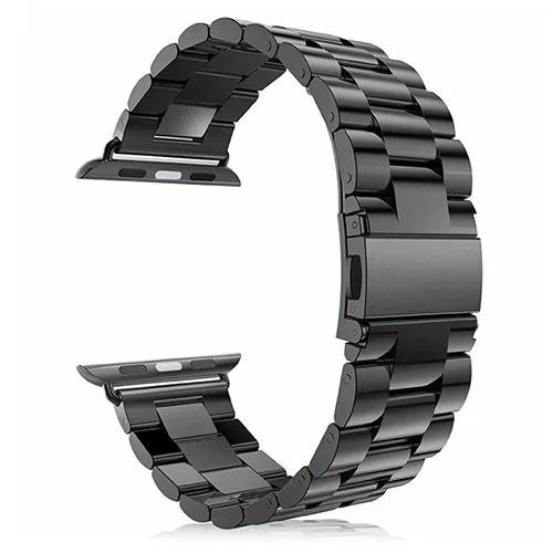 Нержавеющая сталь ремешок для наручных часов Apple Watch 5 4 40 мм 44 мм длина браслета металлические звенья браслет для наручных часов IWatch 1/2/3 ремешок 42 мм, 38 мм, аксессуары для наручных часов - Цвет ремешка: black