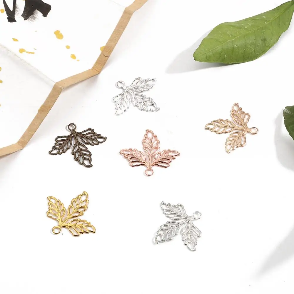 Шармы металлические с филигранными цветами и листьями для поделок украшение