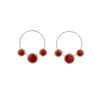 2020 new punk red round enamel hoop earrings women gold color big circle earrings korean jewelry brincos statement earrings gift